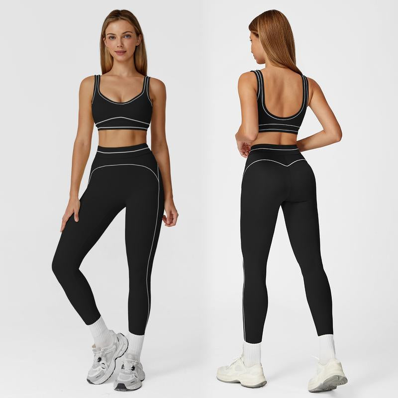 MFVIM Women'S Two-Piece Sports Set, Comfortable Activewear for Fitness and Gym, Athletic Clothing for Everyday Use Summer Sportswear Yoga Bottoms Sporty Casual Seamless