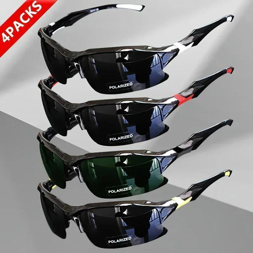4 Packs Outdoor Polarized Sports Sunglasses for Travel Use Men and Women Windproof Ideal Baseball Running Fishing Golf and Driving Rimless Sun Protection Glasses Trends
