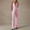 Timeoff Backless Halter Jumpsuit , Soft Stretch Fabric, Moisture-Wicking , Yoga, Gym & Active Lifestyle , Women'S Versatile Activewear Fitness Outfit Workout Apparel,Jumpsuit Women
