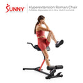 Sunny Health & Fitness Hyperextension Roman Chair, Home Gym Workout Fitness, Back Extension & Core/Glute Training, Built-In Dip Bar Station, Adjustable & Foldable, Heavy-Duty Frame, 330 Lbs Capacity
