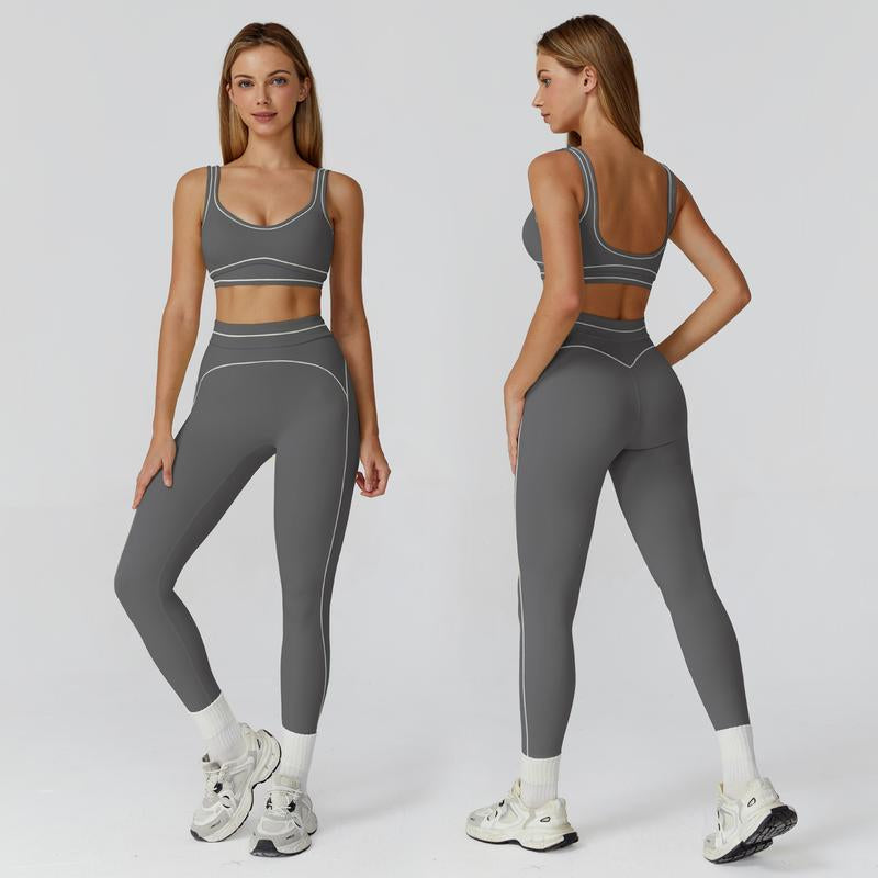 MFVIM Women'S Two-Piece Sports Set, Comfortable Activewear for Fitness and Gym, Athletic Clothing for Everyday Use Summer Sportswear Yoga Bottoms Sporty Casual Seamless