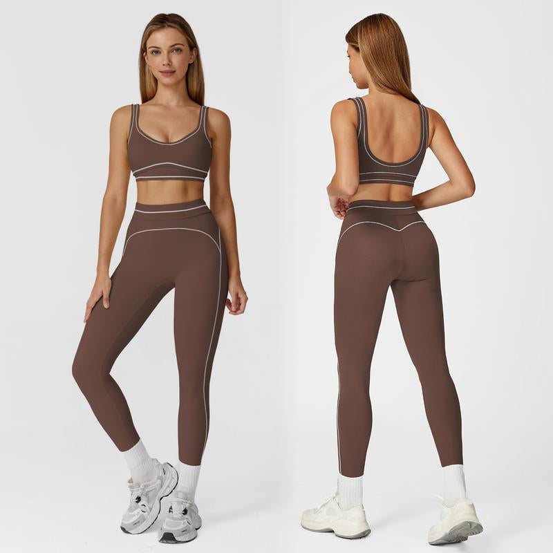 MFVIM Women'S Two-Piece Sports Set, Comfortable Activewear for Fitness and Gym, Athletic Clothing for Everyday Use Summer Sportswear Yoga Bottoms Sporty Casual Seamless