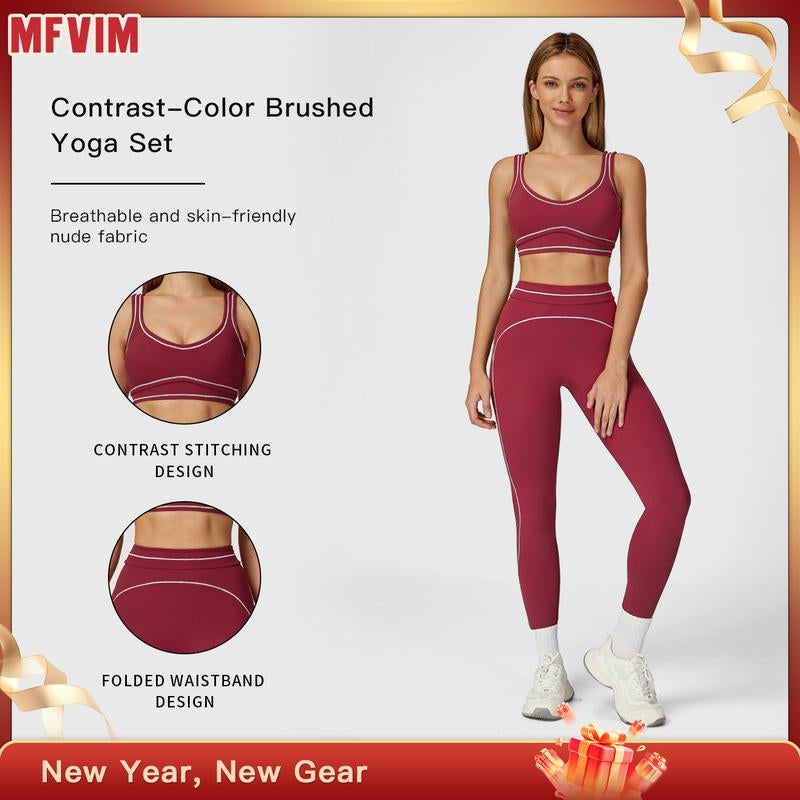MFVIM Women'S Two-Piece Sports Set, Comfortable Activewear for Fitness and Gym, Athletic Clothing for Everyday Use Summer Sportswear Yoga Bottoms Sporty Casual Seamless