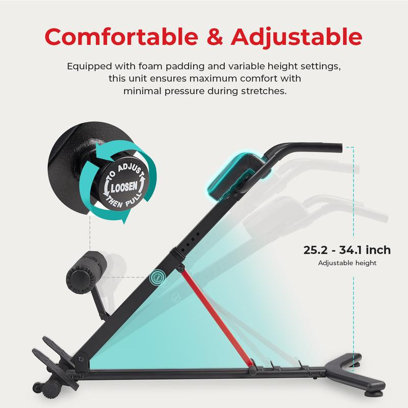 Sunny Health & Fitness Hyperextension Roman Chair, Home Gym Workout Fitness, Back Extension & Core/Glute Training, Built-In Dip Bar Station, Adjustable & Foldable, Heavy-Duty Frame, 330 Lbs Capacity