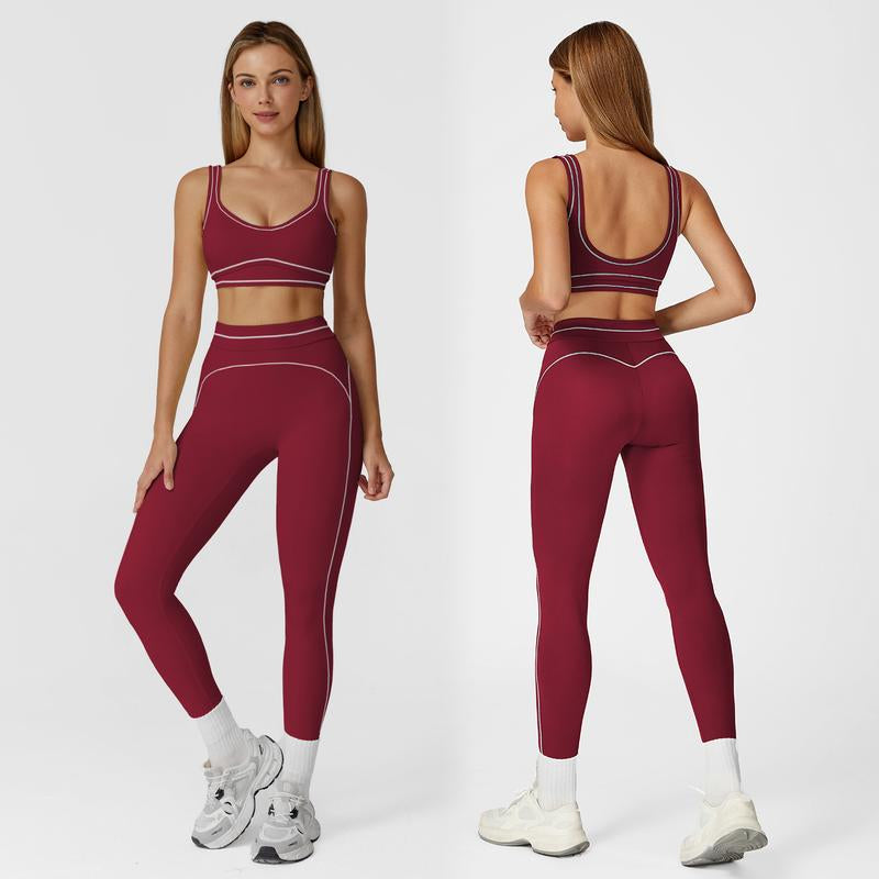 MFVIM Women'S Two-Piece Sports Set, Comfortable Activewear for Fitness and Gym, Athletic Clothing for Everyday Use Summer Sportswear Yoga Bottoms Sporty Casual Seamless