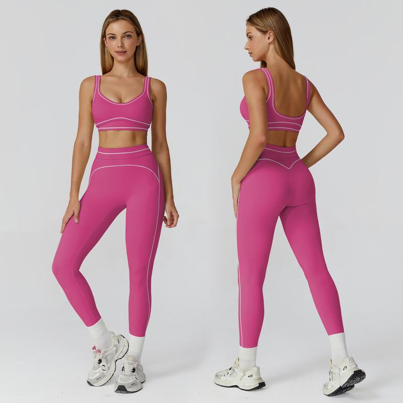 MFVIM Women'S Two-Piece Sports Set, Comfortable Activewear for Fitness and Gym, Athletic Clothing for Everyday Use Summer Sportswear Yoga Bottoms Sporty Casual Seamless